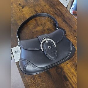 Coach Soho Flap Black Leather Shoulder Bag